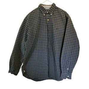 Ralph Lauren Classic Fit Mens XL Navy Blue Yellow Windowpane Plaid Button Down